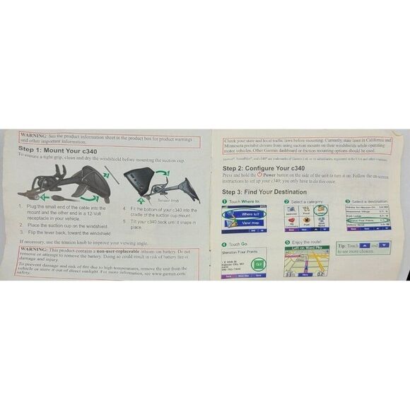 Garmin StreetPilot C304 Portable GPS Navigator 3.5" Black Quick Reference Guide - Picture 8 of 10